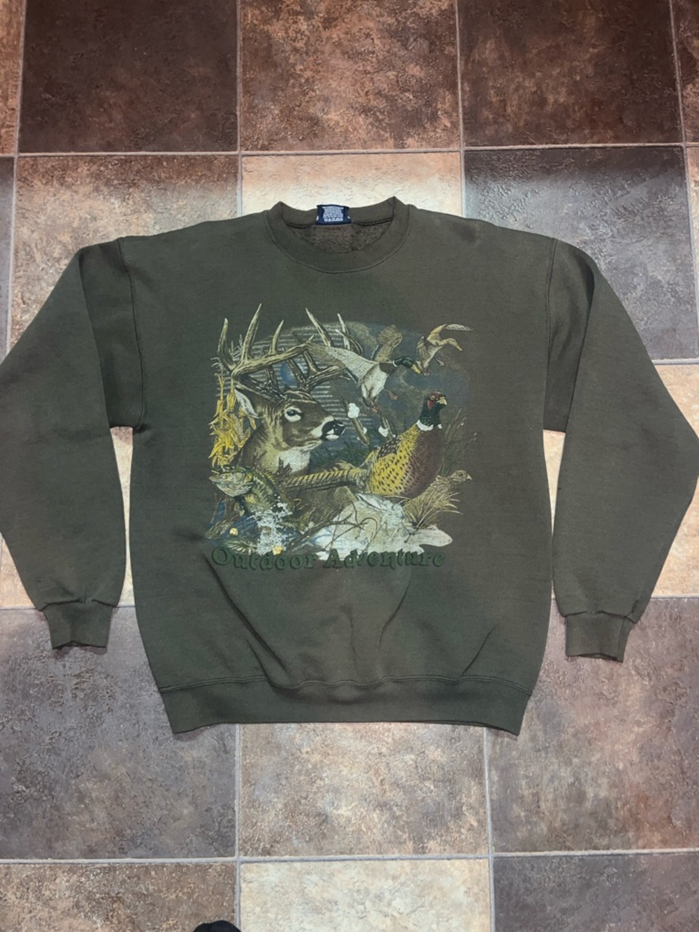 Vintage Van Heusen Olive Green Graphic Crewneck Sweatshirt